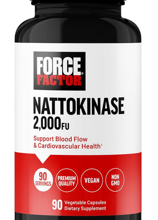 Force Factor Nattokinase 2000 FU, Nattokinase Supplement | Support Heart Health & Blood Pressure Health, Blood Circulation Pills, Non-GMO, Vegan, No Gelatin, 90 Vegetable Capsules