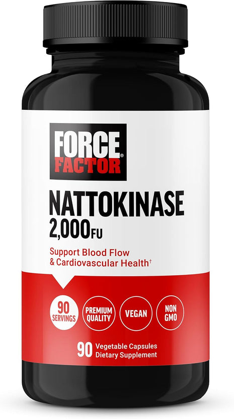 Force Factor Nattokinase 2000 FU, Nattokinase Supplement | Support Heart Health & Blood Pressure Health, Blood Circulation Pills, Non-GMO, Vegan, No Gelatin, 90 Vegetable Capsules