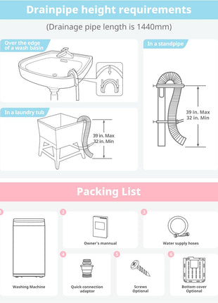 COMFEE' Portable Washing Machine 0.9 cu.ft Compact Washer with LED Display
