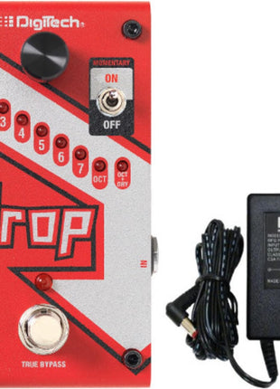 Digitech DROP Compact Polyphonic Drop Tune Pitch Shift Pedal with Momentary Latch Switching and True Bypass with Electronic Power Supply and Patch Pedal Cable