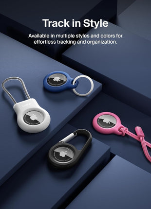 Belkin Apple Airtag Secure Holder With Strap - Apple Air Tag Keychain - Airtag Holder With Strap For Key Ring - Airtag Keychain Accessories - Scratch Resistant Airtag Case With Raised Edges - Blue