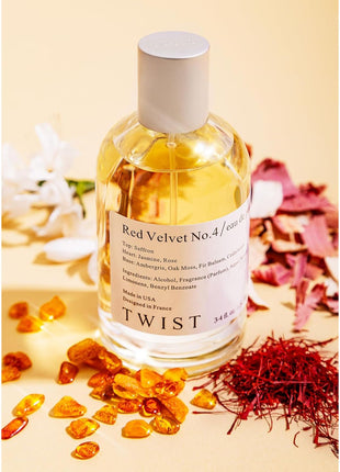 Twist Red Velvet No.4 Perfume for Women&Men Inspired by Baccarat Rouge 540 | Unisex Eau de Parfum Spray with Amber & Saffron Notes - Gift for Him or Her - Vegan, Paraben & Phthalate Free - 3.4 oz
