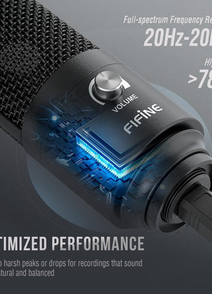 FIFINE Studio Condenser USB Microphone Computer PC Microphone Kit with Adjustable Boom Arm Stand Shock Mount for Instruments Voice Overs Recording Podcasting YouTube Vocal Gaming Streaming-T669