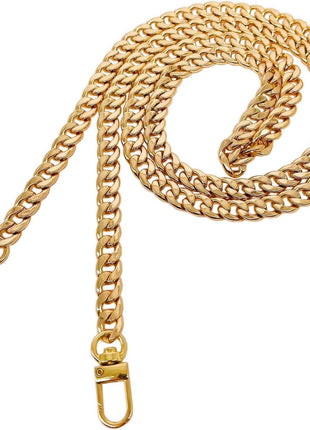 Model Worker 47 inch DIY Iron Flat Chain Strap Handbag Chains Accessories Purse Straps Shoulder Cross Body Replacement Straps, with Metal Buckles (Gold)