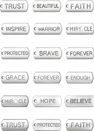 Hicarer Word Charms Pendants Engraved Motivational Charms Pendants Jewelry Making Accessories for DIY Necklaces, Bracelets, Key Chains(Silver,80 Pcs)