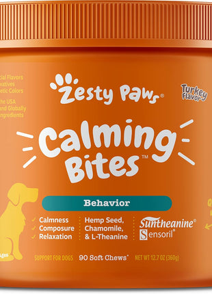 Zesty Paws Calming Soft Chews for Dogs - Melatonin, Ashwagandha + Senior Advanced Calming & Cognition Soft Chews for Dogs