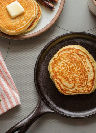 Lodge Round Seasoned Cast Iron Griddle 10.5 Inches - Round-Shaped, Pre-Seasoned Iron Griddle Pan - Non-Toxic, PFAS-Free Cookware - Compatible with Stovetop, Oven, Grill, or Campfire