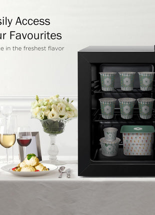 ADT 2.1 Cu Ft Glass Door Display Freezer, Commercial Upright Freezer, -8°F to 14°F with 2 Adjustable Shelves, Ideal for Ice Cream, Premium Spirits, Frozen Desserts & Retail Display