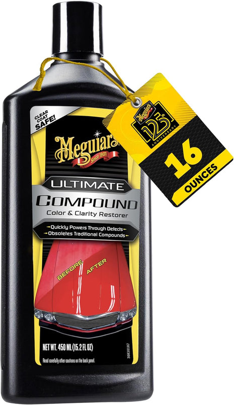 Meguiar's Ultimate Compound, Pro-Grade Car Scratch Remover for Paint Correction, Removes Swirls and Defects While Restoring Gloss and Shine, Christmas Gifts for Car Guys, 15.2 Oz