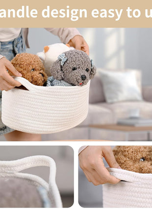 Happyiren Cute Woven Storage Basket with Handle, Baskets for Gifts Empty, Gift Baskets for Birthday Baby Shower Raffle Burr Fundraiser, Decorative Organizer Box for Baby Toy Pet, 13 inch D x 8 inch W x 6 inch H