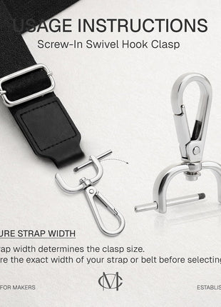 CRAFTMEMORE 2pcs Detachable Snap Hook Swivel Clasp w/Screw Bar VT493 Bag Strap Hardware Replacement (1 1/2 Inch, Gunmetal)