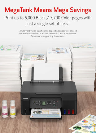 Canon MegaTank G3270 All-in-One Wireless Inkjet Printer, Home Use, Print, Scan and Copy | Includes ink bottles, print heads and power cord for printing, scanning and copying