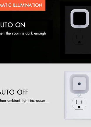 LED Night Light Lamp with Smart Sensor Dusk to Dawn Sensor, Daylight White, 0.5W Plug-in, 6-Pack