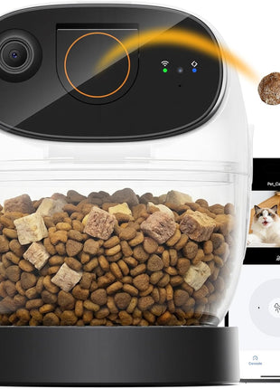 2026 3K Pet Camera Treat Dispenser, 32ft Remote Tossing for Dogs & Cats – Reduces Separation Anxiety, 360° View, Security Indoor Cam w/ Phone App, Barking Alerts, No Subscription, 5G WiFi, Robot M3