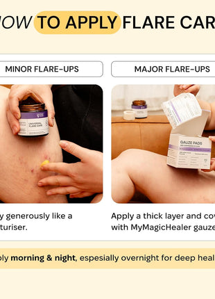 MyMagicHealer Universal Flare Care | Drawing Salve for HS, Boils, Cysts, Hemorrhoids, Pilonidal Cyst, Abscess | Anti Chafing, Wound Care, Relief for Itching Skin w/Propolis & Egg Yolk Extract 4 oz
