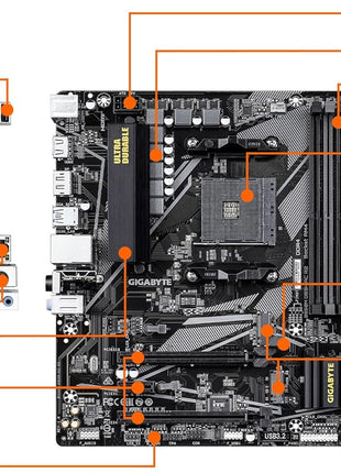 GIGABYTE B550M DS3H AC R2 AMD AM4 Motherboard, Micro-ATX, DDR4, Dual M.2, SATA 6Gb/s, WIFI5, Realtek GbE LAN, PCIe 4.0