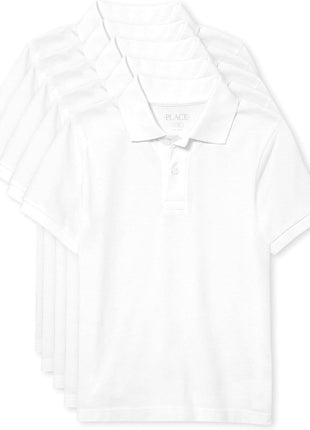 The Children's Place Baby Boys and Toddler Boys Short Sleeve Pique Polo, White, 5T