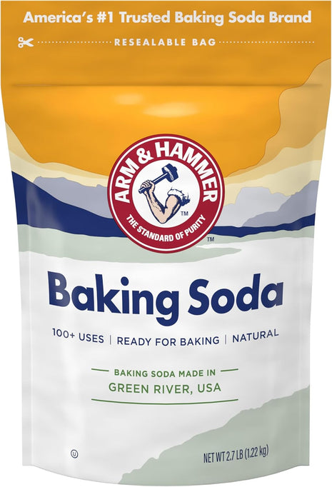 ARM & HAMMER Baking Soda, 2.7 Lbs | 100+ Household Uses, Food Grade Baking Soda, Cleaning & Deodorizing, Pure & Natural, Safe Around Kids & Pets
