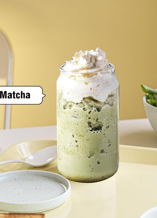 Glass Cups with Lids and Straws 1 Pack, 16 oz Glass Coffee Cup with Bamboo Lid, Glass Straw and Cleaning Brush, Iced Coffee Cup for Matcha, Soda, Tea and Daily Drinks