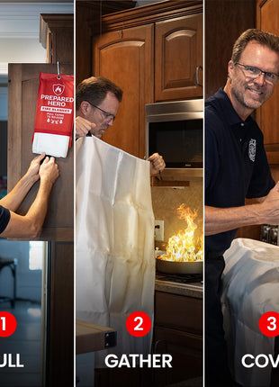 Prepared Hero Emergency Fire Suppression Blanket - 2 Pack, 40' x 40' Fiberglass Blanket for Kitchen and Home