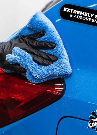 The Rag Company - Eagle Edgeless 500 (4-Pack) Professional Korean 70/30 Blend Super Plush Microfiber Detailing Towels, 500GSM, 16in x 16in, Blue