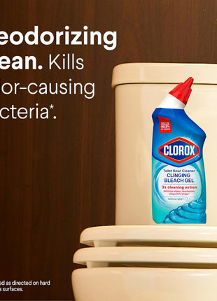 CLOROx Toilet Bowl Cleaner Clinging Bleach Gel, Ocean Mist, 24 Fl Oz, Pack of 2 (Package May Vary)