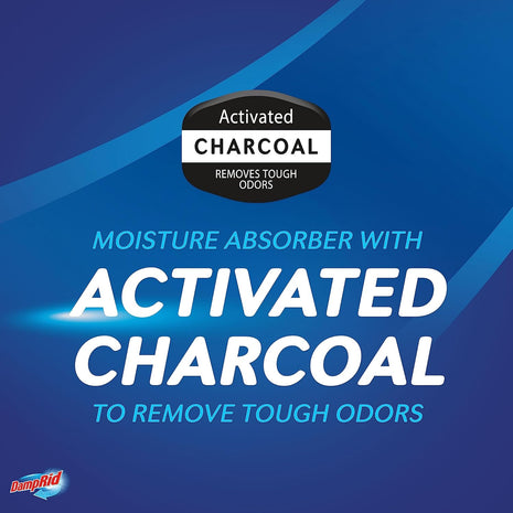 DampRid Fragrance Free Disposable Moisture Absorber with Activated Charcoal, 18 oz (Pack of 3) Moisture Absorber & Odor Remover, Lasts Up To 60 Days, No Electricity Required