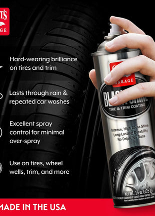 Griot's Garage Black Shine Tire and Trim Coating, Water-Resistant Dressing, Provides a High-Gloss Finish, Rain, and UV Protection, 10938, 15oz