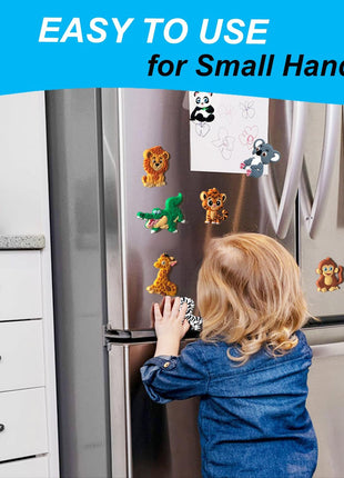 Fridge Magnets for Toddlers Wild Animal - Refrigerator Magnets for Kids - Large Cute Soft Full Back Magnetic Animals for Fridge - Toddler Magnets for Refrigerator - Rubber Big Size Kid Magnet Toys