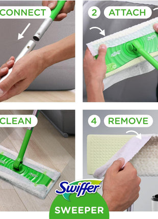 Swiffer Sweeper 2-in-1 Mops for Floor Cleaning, Dry and Wet Multi Surface Floor Cleaner, Sweeping and Mopping Starter Kit, Includes 1 Mop + 19 Refills, 20 Piece Set