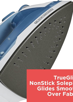 BLACK+DECKER Steam Iron for Clothes with Auto Shutoff & TrueGlide Soleplate