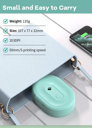 Label Maker Machine with Tape, N12 Portable Bluetooth Label Printer, Wireless Mini Label Makers Thermal Sticker with Multiple Templates for Home, Kitchen, School, Office Organization, Green