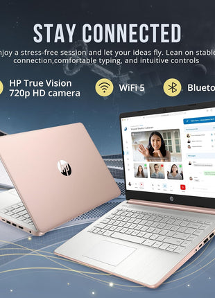 HP Stream 14 inch HD BrightView Laptop, Intel Celeron N4120, 16GB RAM, 416GB Storage (128GB eMMC + 288GB Docking Station Set), Intel UHD Graphics, 720p Camera, Wi-Fi, 1 Year Office 365, Win 11S, Gold