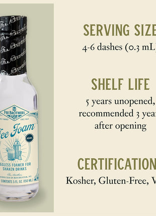 Fee Brothers Fee Foam   Cocktail Foamer and Mixer, Egg Substitute, Vegan Friendly, Gluten Free, 5 fl oz