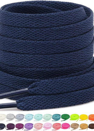 Stepace [2 Pairs Flat Shoe Laces for Sneakers 5/16 inch Width 30 inch-72 inch Length 26 Color Shoelaces Black 45 inch(114 cm)