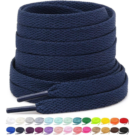 Stepace [2 Pairs Flat Shoe Laces for Sneakers 5/16 inch Width 30 inch-72 inch Length 26 Color Shoelaces Black 45 inch(114 cm)