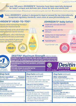 Johnson's Baby Care Essentials Gift Set, Body Lotion, & Zinc Oxide Diaper Rash Paste for Baby's Delicate Skin, Value Pack, Travel-Size, Bath Essentials Must Haves, Baby Gifts, 3 Items
