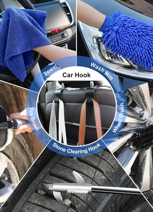 AUTODECO 42Pcs Car Wash Detailing Kit Cleaning Set with Foam Gun Sprayer, Long-Handle Brush, Collapsible Bucket, Large Wash Mitt, Towels, Complete Interior & Exterior Car Washing Supply Set (Blue)
