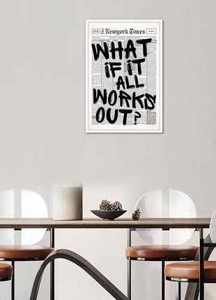 Drimiler Retro Black And White Newspaper Poster What If It All Works Out Canvas Wall Art Positive Affirming Quote Minimalist Prints Painting For Home Bedroom Dorm Wall Decor 8x12in Unframed