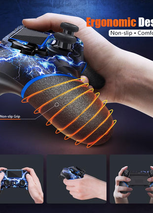 AceGamer 2 Pack for PS4 Controller, Hall Effect Joysticks & Programmable Back Buttons, Wireless Controller for PS4/Pro/Slim/PC, RGB Light/Turbo/Vibration/Motion/3.5mm Audio Jack!