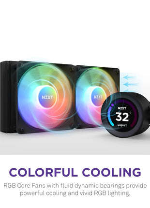NZXT Kraken Elite 280 - RL-KN28E-B1-280mm AIO CPU Liquid Cooler - Customizable 2.36" LCD Display for Images, Performance Metrics and More - High-Performance Pump - 2 x F140P Fans - Black