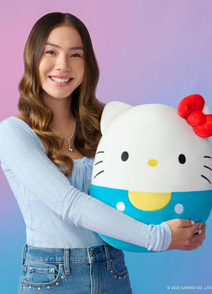 Squishmallows Original Sanrio 14in Hello Kitty in Blue Overalls – Official Jazwares Plush (Large)