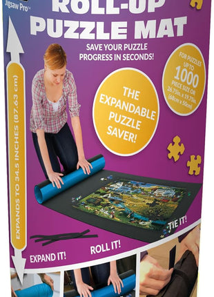 Buffalo Games - Roll-Up Puzzle Mat - Felt Saver Mat, Fits Up to 1500pc | Bigger In-Progress Puzzles, Solid Expandable Core, 3 Velcro Straps, Thick Felt Surface, Puzzle Storage, For Adults