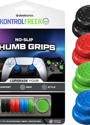KontrolFreek No-Slip Thumb Grips | Universal Edition for Nintendo Switch Pro, PlayStation 4 (PS4), PlayStation 5 (PS5), Xbox One & Xbox Series X Controller | 8-Pack | Blue/Green/Red/Black