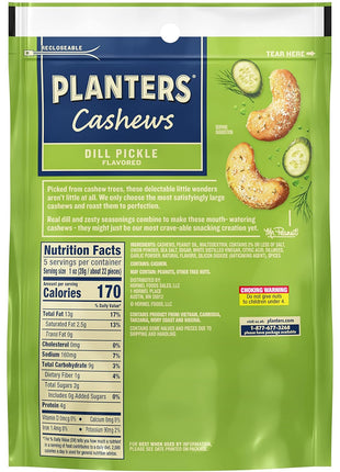PLANTERS Dill Pickle Cashews, Plant Based Protein, 5 Oz (1 Ct)