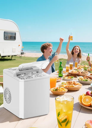 OLIXIS Ice Maker Machine, 26lbs in 24Hrs, 9 Ice Cubes in 6 Mins,Auto-Cleaning Portable Ice Maker with Basket and Scoop, Countertop Ice Maker for Home/Kitchen/Camping/RV, White