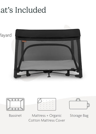 UPPAbaby Remi Playard | Deluxe 3-in-1 Portable Playard, Bedside Bassinet + Travel Crib| Mesh Bassinet, Mattress, Organic Cotton Mattress Cover + Storage Bag Included | Jake (Charcoal)