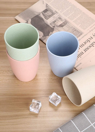 Wheat Straw Unbreakable Cup (12 oz) - Reusable Drinking Glasses Set of 5 - Dishwasher Safe Tumbler - BPA Free & Eco-Friendly (5Pcs)