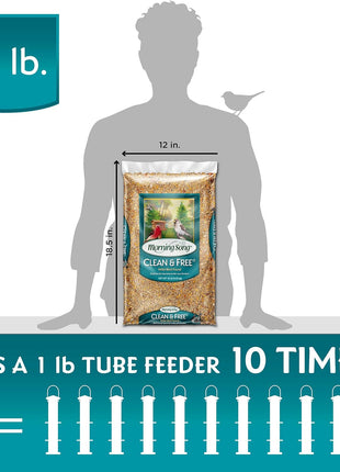 Morning Song Clean & Free Shell Free Wild Bird Food, Premium No Mess Bird Seed for Outside Feeders, 10-Pound Bag