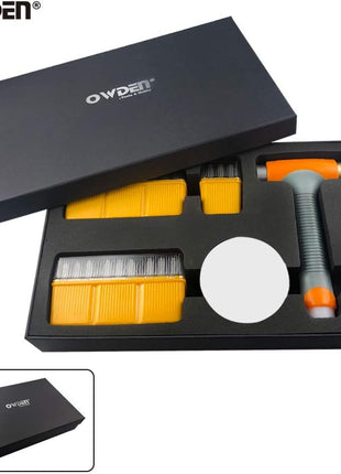 OWDEN Metal Stamps for Jewelry Making, Art Font Uppercase Letter Punch Set and Art Font Lowercase Letter Punch wtih 1 Set Number Punch Set Size:1/8 inch,3mm Stamps Hammer and Steel Bench Block